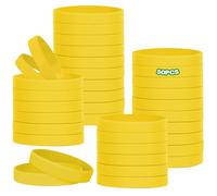 HONTIUS 50PCS Silicone Wristbands for Kids, Rubber Wristbands Blank Wrist Bands Universal Wristband Set Bulk for Teens Sport Suitable for 3-7 Aged Yellow