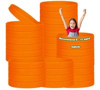 HONTIUS 50PCS Silicone Wristbands for Kids, Rubber Wristbands Blank Wrist Bands Universal Wristband Set Bulk for Teens Sport Suitable for 8-12 Aged Orange