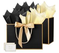 HONTIUS Extra Large Gift Bag, 15.75" Gift Bags for Presents Big Paper Bag with Tissue Paper And Cards, 40*30*12.5cm Wedding Birthday Party Present Bridesmaid Gift Gifts Bag for Women Christmas 2PCS F