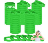 HONTIUS Kids silicone wristbands, 100PCS kids Green Rubber Wristbands Blank Wrist Bands Universal Wristband Set for Kids Child Children Kindergarden Team Sport（Suitable for 3-7aged）