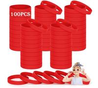 HONTIUS Kids silicone wristbands, 100PCS kids Red Rubber Wristbands Blank Wrist Bands Universal Wristband Set for Kids Child Children Kindergarden Team Sport（Suitable for 3-7aged）