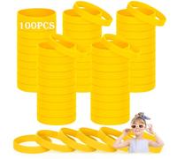 HONTIUS Kids silicone wristbands, 100PCS kids Yellow Rubber Wristbands Blank Wrist Bands Universal Wristband Set for Kids Child Children Kindergarden Team Sport（Suitable for 3-7aged）