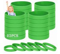 HONTIUS Kids Silicone Wristbands, 25PCS Kids Green Rubber Wristbands Blank Wrist Bands Universal Wristband Set for Kids Child Children Kindergarden Team Sport（Suitable for 3-7aged）