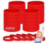 HONTIUS Kids silicone wristbands, 25PCS kids Red Rubber Wristbands Blank Wrist Bands Universal Wristband Set for Kids Child Children Kindergarden Team Sport（Suitable for 3-7aged）