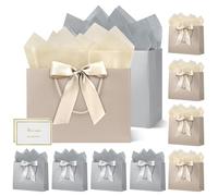 HONTIUS Large Gift Bag, 10PCS 12.59" Gift Bags for Presents Big Paper Bag with Tissue Paper, 32 * 25 * 13cm Wedding Birthday Party Present Bridesmaid Gift Gifts Bag for Women Baby Shower G