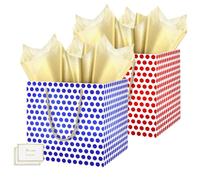 HONTIUS Large Gift Bag, 11.8'' Square Extra Large Gift Bag Bags for Presents, Dots Big Paper Bag, 30cm Wedding Birthday Party Present Bridesmaid Gift Gifts Bag with Tissue Paper Cards 2pcs K