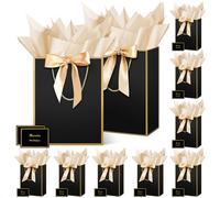 HONTIUS Medium Gift Bag, 10PCS 12.59" Vertical Gift Bags for Presents Big Paper Bag with Tissue Paper And Cards, 32 * 25 * 13cm Wedding Birthday Party Present Bridesmaid Gift Gifts Bag for Women B