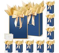 HONTIUS Medium Gift Bag, 10PCS 12.59" Vertical Gift Bags for Presents Big Paper Bag with Tissue Paper And Cards, 32 * 25 * 14cm Wedding Birthday Party Present Bridesmaid Gift Gifts Bag for Women A
