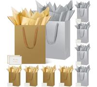 HONTIUS Medium Gift Bag, 10PCS 12.59" Vertical Gift Bags for Presents Big Paper Bag with Tissue Paper And Cards, 32 * 25 * 13cm Wedding Birthday Party Present Bridesmaid Gift Gifts Bag for Women D