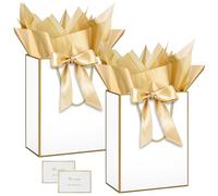 HONTIUS Medium Gift Bag, 2PCS 12.59" Vertical Gift Bags for Presents Big Paper Bag with Tissue Paper And Cards, 32 * 25 * 13cm Wedding Birthday Party Present Bridesmaid Gift Gifts Bag for Women F