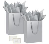 HONTIUS Medium Gift Bag, 2PCS 12.59" Vertical Gift Bags for Presents Big Paper Bag with Tissue Paper And Cards, 32 * 25 * 13cm Wedding Birthday Party Present Bridesmaid Gift Gifts Bag for Women E