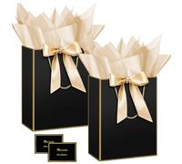 HONTIUS Medium Gift Bag, 2PCS 12.59" Vertical Gift Bags for Presents Big Paper Bag with Tissue Paper And Cards, 32 * 25 * 13cm Wedding Birthday Party Present Bridesmaid Gift Gifts Bag for Women B