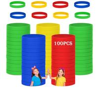 HONTIUS Silicone Bracelets for Children, 100 Pieces Silicone Wristbands, 7'' Green Silicone Bracelets Silicone Wristband Blank Rubber Bracelets for School Teachers Team Party Children (for 8-12 Years