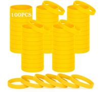 HONTIUS Silicone Wristbands, 100PCS Yellow Rubber Wristbands Blank Wrist Bands Universal Wristband Set for Women Men Adult Sport
