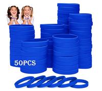 HONTIUS silicone wristbands, 50PCS Blue Rubber Wristbands Blank Wrist Bands Universal Wristband Set for Kids Teens Sport Suitable for 8-12 aged