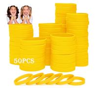 HONTIUS silicone wristbands, 50PCS Yellow Rubber Wristbands Blank Wrist Bands Universal Wristband Set for Kids Teens Sport Suitable for 8-12 aged