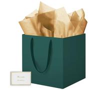 HONTIUS Square Gift Bag, 2PCS 11.9" Extra Large Gift Bag Bags for Presents Big Paper Bag with Tissue Paper Cards, 30cm Wedding Birthday Party Present Bridesmaid Gift Gifts Bag for Women (Green, 1pcs)