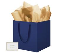 HONTIUS Square Gift Bag, 2PCS 11.9" Extra Large Gift Bag Bags for Presents Big Paper Bag with Tissue Paper Cards, 30cm Wedding Birthday Party Present Bridesmaid Gift Gifts Bag for Women (Blue, 1pcs)