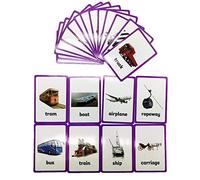 HONTOUSIP 22 Pcs Transportation Cards- Learning Picture & Word Card Flashcards(English word learning card & pocket size flash card for children and Preschool),4.33x3.15in