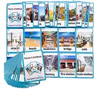 HONTOUSIP 30 Pcs Places&Building Flash Cards for Toddler | Special Routine Cards Set | Perfect for Kindergarteners/Teacher/Autism Therapists Tools(4.33x 3.0in)