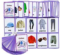 HONTOUSIP 34 Pcs Clothes Flash Cards for Toddler | Special Educational Learning Routine Cards Set | Perfect for Kindergarteners/Teacher/Autism Therapists Tools(4.33x 3.0in)