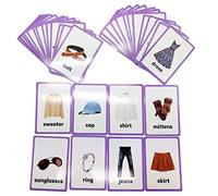 HONTOUSIP 34 Pcs Clothing Cards- Learning Picture & Word Card Flashcards(English word learning card & pocket size flash card for children and Preschool),4.33x3.15in