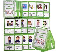 HONTOUSIP English 100 Sentences Daily Conversation Cards for Kids|Learning Pocket Word Cards|For Kindergarten/Teacher/Autism Therapists Tools