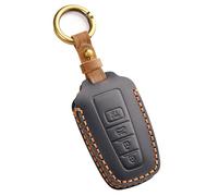 Hontumax Genuine Leather 4-Button Key Fob Cover for Toyota RAV4 Highlander Camry C-HR Avalon Corolla 4Runner Mirai Prius 2018-2025 Key Holder Protector Case Accessories (Black)