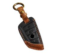 Hontumax Genuine Leather Key Fob Cover for BMW 1 3 4 5 7 Series X1 X3 X4 X5 X6 X7 330i 530i 540i 730i 2018-2023 Smart Key Case Holder Accessories (Black)