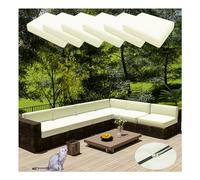 HonunGron 6Pcs Waterproof Patio Cushion Covers Replacement Outdoor Cushion Slipcovers For L Sofa/Corner Couch, Patio Garden Rattan Cushion Covers With Zipper (Only Cover) (Beige,65 * 65cm)