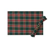 HonunGron Christmas Table Runner Xmas Table Mat Rectangular, Christmas Placemats Classic Red Green Tartan Xmas Table Mats Heat-Resistant Washable for Kitchen Decor Supplies (Red and Green,30x45cm)