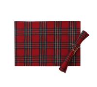 HonunGron Christmas Table Runner Xmas Table Mat Rectangular, Christmas Placemats Classic Red Green Tartan Xmas Table Mats Heat-Resistant Washable for Kitchen Decor Supplies (Red,30x45cm)