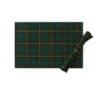 HonunGron Christmas Table Runner Xmas Table Mat Rectangular, Christmas Placemats Classic Red Green Tartan Xmas Table Mats Heat-Resistant Washable for Kitchen Decor Supplies (Green,30x45cm)