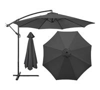 HonunGron Replacement Parasol Canopy,Sun Umbrella Replacement Parasol Fabric Cover 2.7M/3M+6 Ribs/8 Ribs,Cantilever Parasol Replacement Top for Garden,Patio Umbrella (Gray,3m/9.8ft (6Rib))