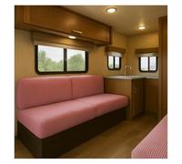 HonunGron RV Cushion Cover Stretch Jacquard - Non-Slip Camper Seat Cover with 2 Elastic Straps, Caravan Sofa Bench Slipcover for Motorhome Dinette Couch (Pink,W 135-165 cm, D 65-95 cm)