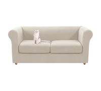 HonunGron Stretch Chesterfield Sofa Cover 1 2 3 Seater with Separate Sofa Cushion Covers, Jacquard Spandex Non-Slip Sofa Slipcovers for Curved Settee Couch Armchair (Ivory,2 Seater)