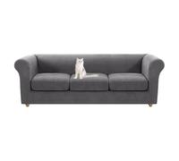HonunGron Stretch Chesterfield Sofa Cover 1 2 3 Seater with Separate Sofa Cushion Covers, Jacquard Spandex Non-Slip Sofa Slipcovers for Curved Settee Couch Armchair (Drak Gray,3 Seater)