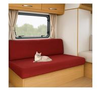 HonunGron Stretch Jacquard Caravan Seat Covers - Non-Slip RV Dinette Cushion Covers with 2 Straps, Couch Cushion Slipcovers for Camper, Motorhome, Sofa Bench (Wine Red,W 165-200 cm, D 65-95 cm)
