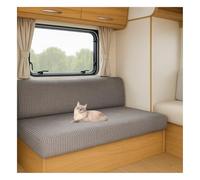 HonunGron Stretch Jacquard Caravan Seat Covers - Non-Slip RV Dinette Cushion Covers with 2 Straps, Couch Cushion Slipcovers for Camper, Motorhome, Sofa Bench (Light Grey,W 135-165 cm, D 65-95 cm)
