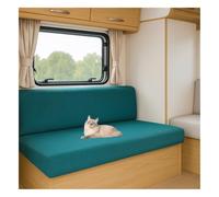 HonunGron Stretch Jacquard Caravan Seat Covers - Non-Slip RV Dinette Cushion Covers with 2 Straps, Couch Cushion Slipcovers for Camper, Motorhome, Sofa Bench (Teal,W 50-65 cm, D 50-65 cm)