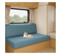HonunGron Stretch Jacquard Caravan Seat Covers - Non-Slip RV Dinette Cushion Covers with 2 Straps, Couch Cushion Slipcovers for Camper, Motorhome, Sofa Bench (Blue,W 150-190 cm, D 50-65 cm)