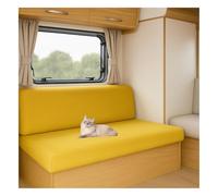 HonunGron Stretch Jacquard Caravan Seat Covers - Non-Slip RV Dinette Cushion Covers with 2 Straps, Couch Cushion Slipcovers for Camper, Motorhome, Sofa Bench (Yellow,W 160-190 cm, D 90-100 cm)