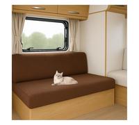 HonunGron Stretch Jacquard Caravan Seat Covers - Non-Slip RV Dinette Cushion Covers with 2 Straps, Couch Cushion Slipcovers for Camper, Motorhome, Sofa Bench (Dark Cafe,W 165-200 cm, D 65-95 cm)