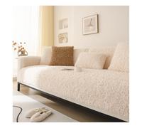 HonunGron Teddy Plush Sofa Cover, Soft Warm Sofa Slipcover for Corner L Shape 1 2 3 Seater, Non-Slip Velvet Sofa Cushion Covers, Thick Furniture Protector for Kids, Pets (Beige,90 * 120cm)