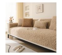 HonunGron Teddy Plush Sofa Cover, Soft Warm Sofa Slipcover for Corner L Shape 1 2 3 Seater, Non-Slip Velvet Sofa Cushion Covers, Thick Furniture Protector for Kids, Pets (Khaki,90 * 180cm)
