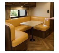 HonunGron Waterproof Caravan Seat Covers in Faux Leather, Non-Slip Motorhome Seat Cover with Elastic Band, RV Sofa and Cushion Covers for Camper Bench or Couch (Yellow,W 120-150 cm, D 65-80 cm)