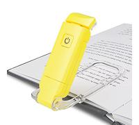 HONWELL USB Rechargeable Reading Light Clip on Book Light for Reading in Bed, 3 Brightness Adjustable for Eye Care, Dimmable Book Lamp for Bookworms, Kids, Yellow