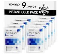 HONYAO Instant Ice Pack, 9 Packs Disposable Instant Cold Packs, Ice Packs for Sports Injuries, Cold Compress for Pain Relief, Swelling, Inflammation, Sprains, Toothache, Athletes & Outdoor Activities