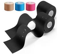 HONYAO Kinesiology Tape 2 Rolls, Sports Tape (5m×5cm), Physio Tape for Shoulder, Back, Elbow, Wrist, Shin, Ankle, K Tape Breathable Waterproof Skin Friendly, Support Muscle Tape, KT Tape Black