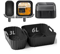 HONYAO Silicone Air Fryer Liners for Philips Dual Basket Airfryer 3000/5000 Series 9L(6L/3L), 2pcs Reusable Silicone Liners Accessories Air Fryer for Philips Dual Airfryer NA350 NA352 NA550